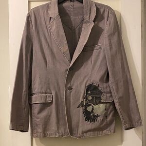 Men's Gray Distressed Blazer